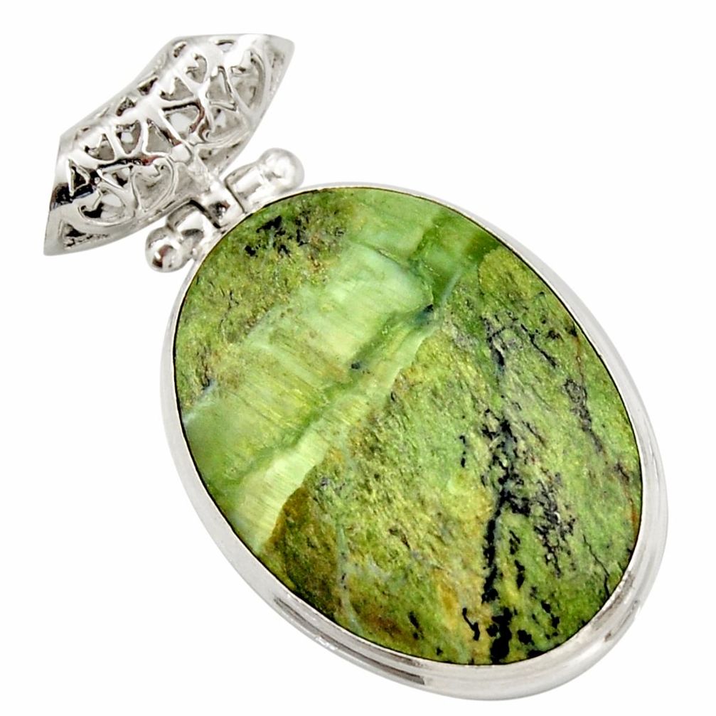 19.07cts natural green swiss imperial opal 925 sterling silver pendant d42322