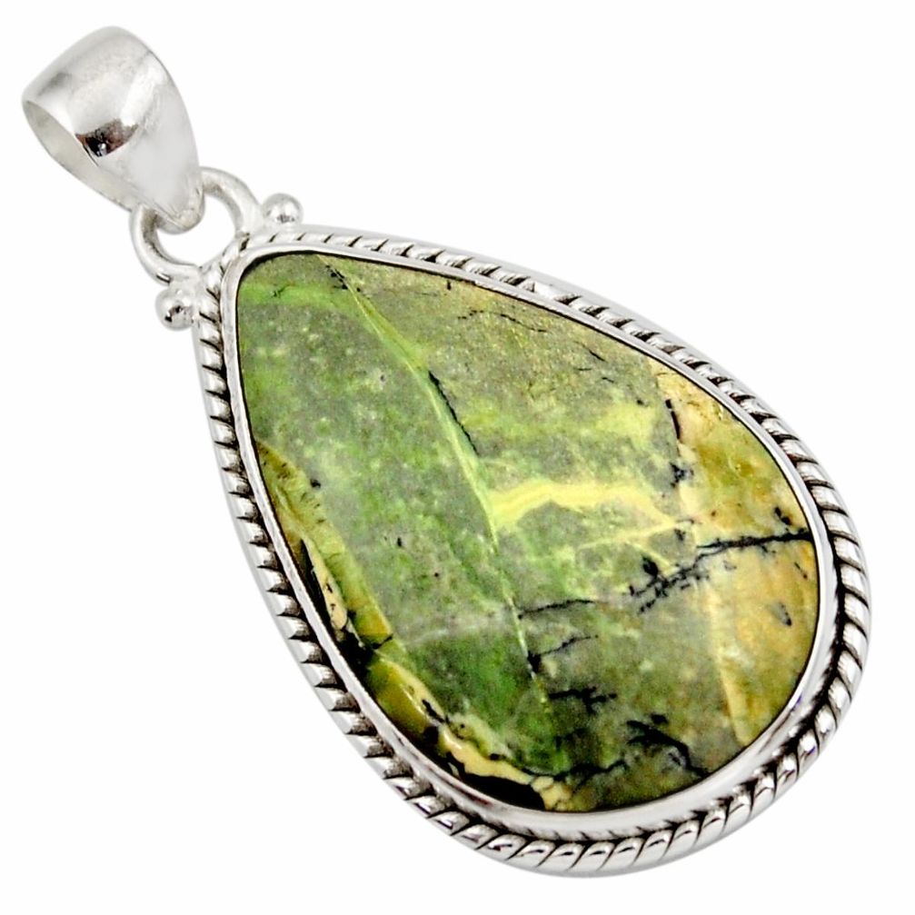 18.15cts natural green swiss imperial opal 925 sterling silver pendant d42326