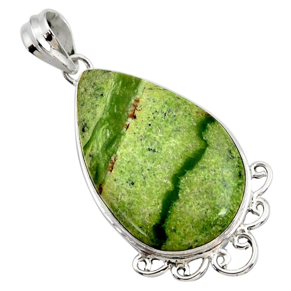 17.22cts natural green swiss imperial opal 925 sterling silver pendant r27680