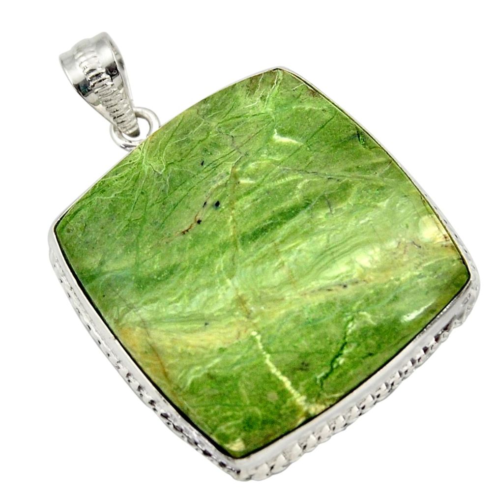 33.68cts natural green swiss imperial opal 925 sterling silver pendant r30505