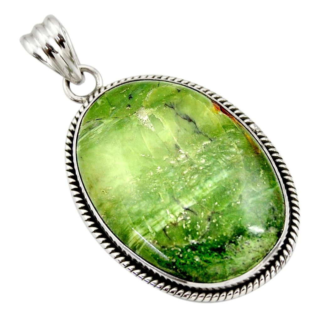 33.68cts natural green swiss imperial opal 925 sterling silver pendant r30509