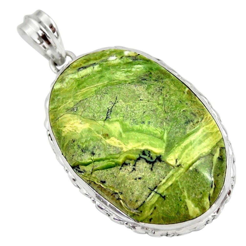 32.12cts natural green swiss imperial opal 925 sterling silver pendant r30511
