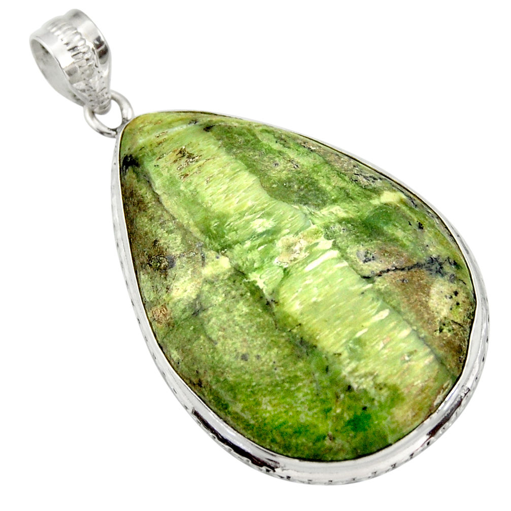 33.68cts natural green swiss imperial opal 925 sterling silver pendant r30514