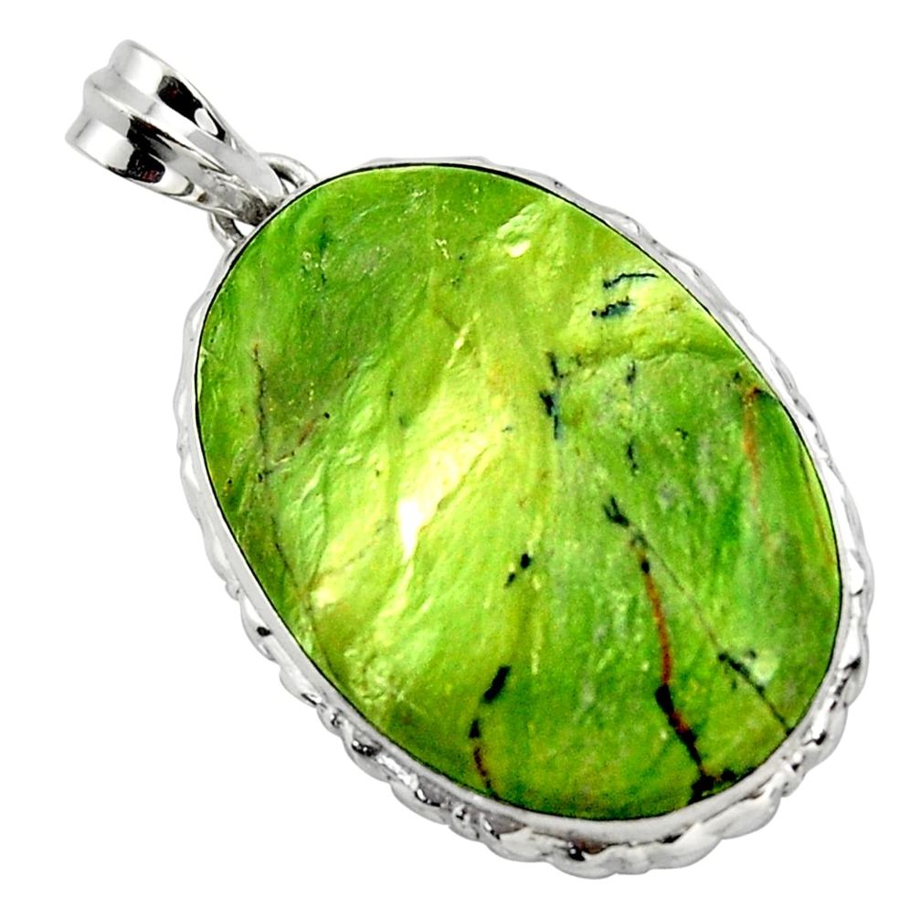 25.00cts natural green swiss imperial opal 925 sterling silver pendant r32175