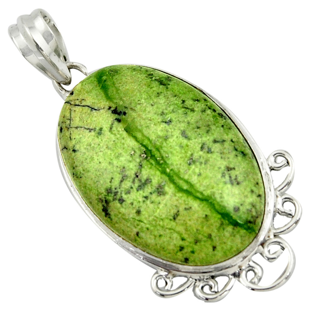 19.23cts natural green swiss imperial opal 925 sterling silver pendant r41718