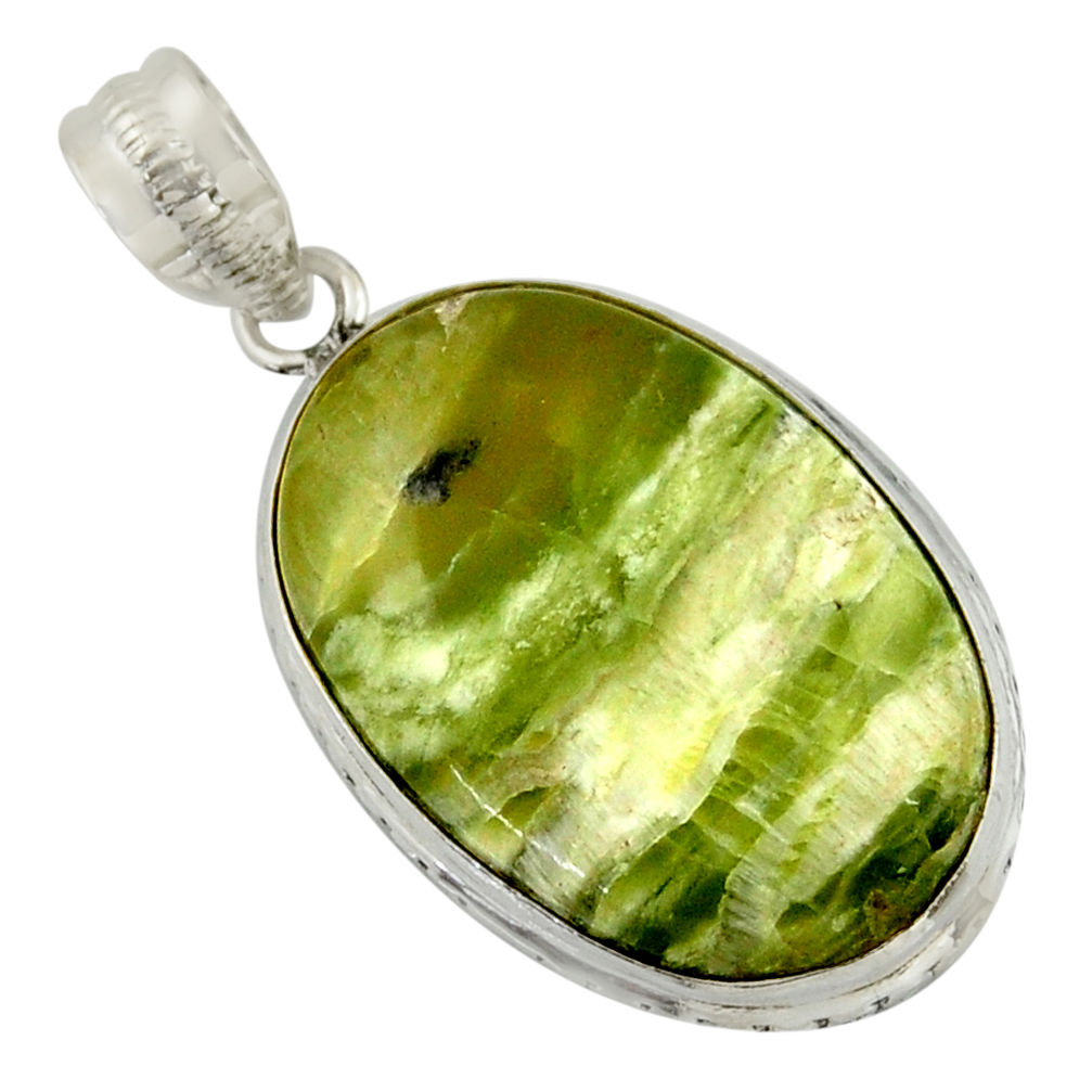 19.07cts natural green swiss imperial opal 925 sterling silver pendant r41812