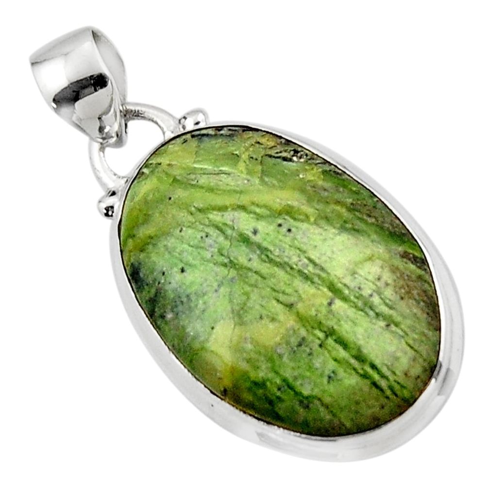 11.73cts natural green swiss imperial opal 925 sterling silver pendant r46341