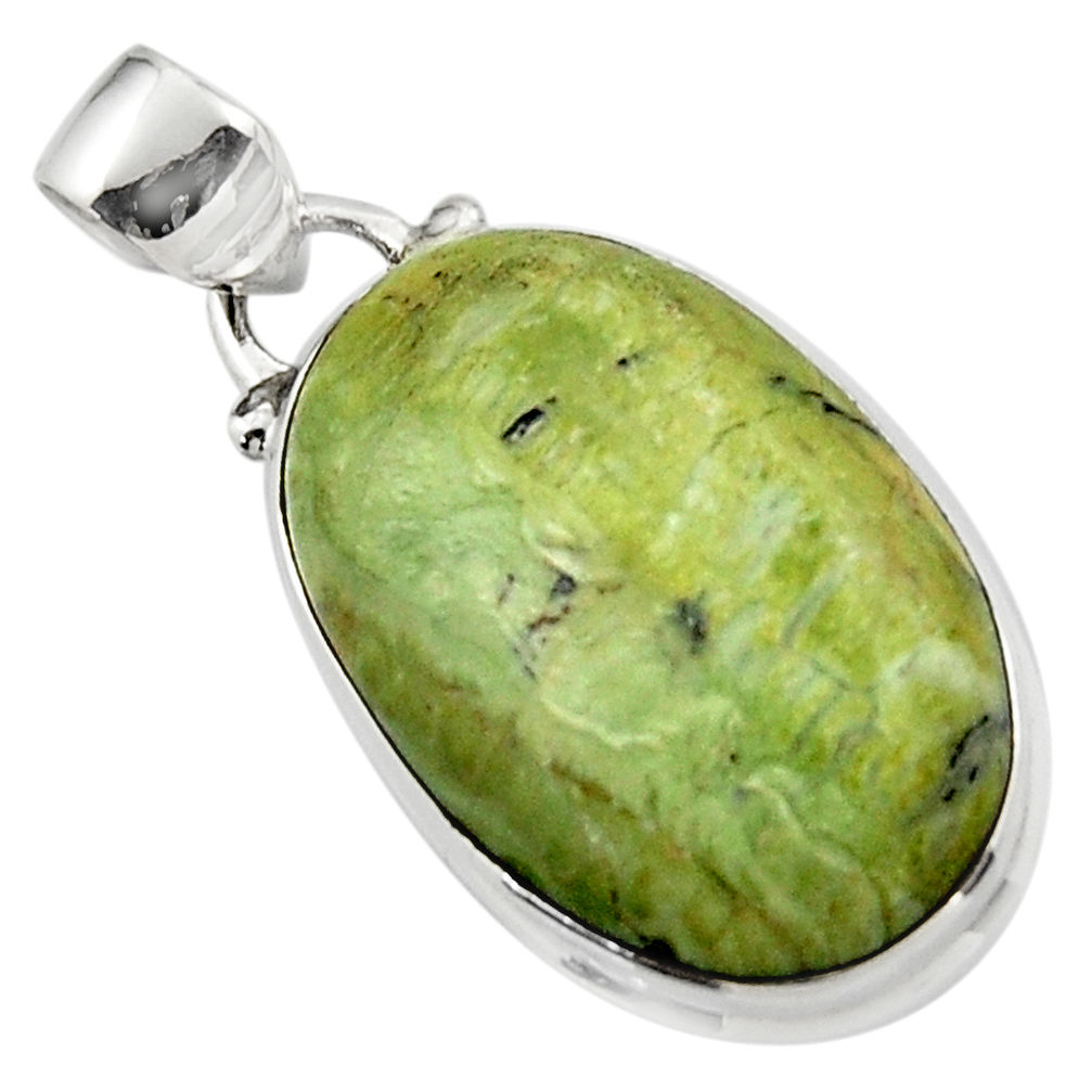 12.72cts natural green swiss imperial opal 925 sterling silver pendant r46343