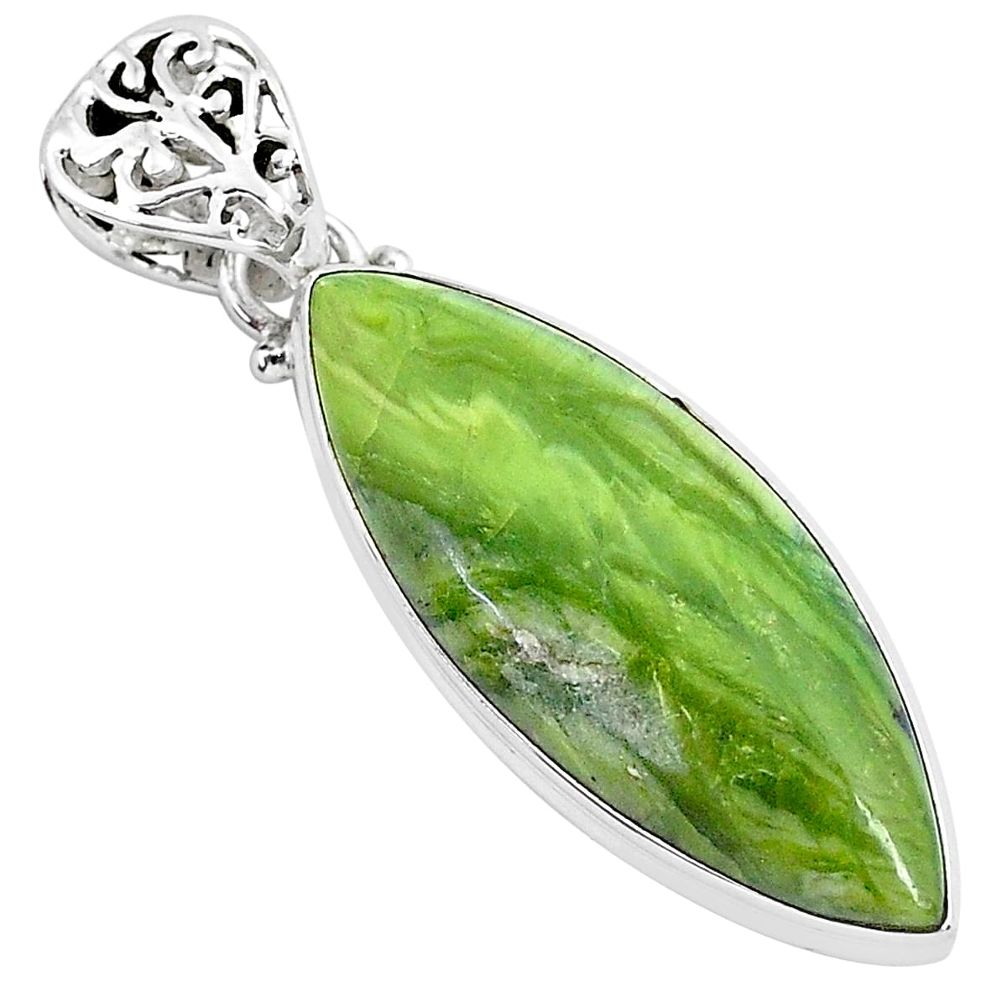 15.05cts natural green swiss imperial opal 925 sterling silver pendant r94550