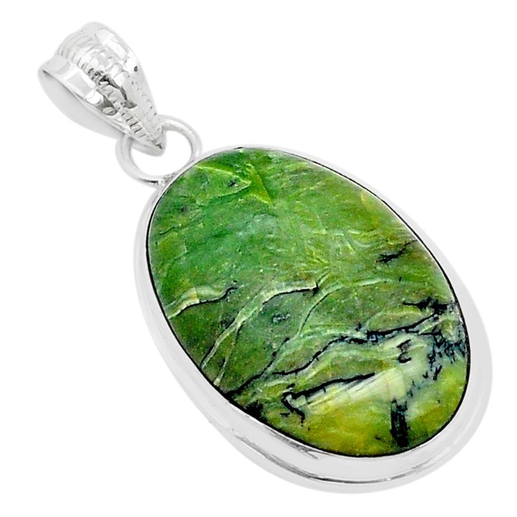 15.55cts natural green swiss imperial opal 925 sterling silver pendant u72504