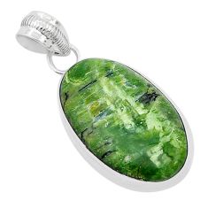 13.15cts natural green swiss imperial opal 925 sterling silver pendant u72510