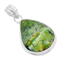 15.10cts natural green swiss imperial opal pear sterling silver pendant u72516