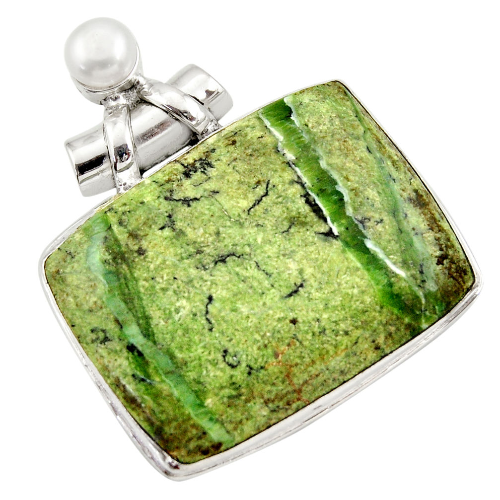 41.35cts natural green swiss imperial opal pearl 925 silver pendant r30510