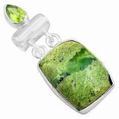16.54cts natural green swiss imperial opal peridot 925 silver pendant p85566