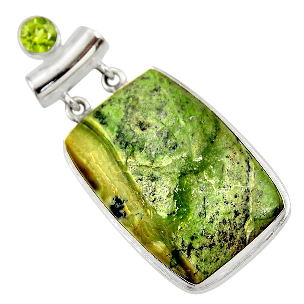 32.73cts natural green swiss imperial opal peridot 925 silver pendant r30506