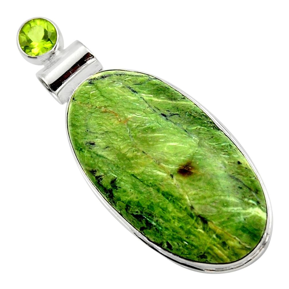 24.38cts natural green swiss imperial opal peridot 925 silver pendant r32174