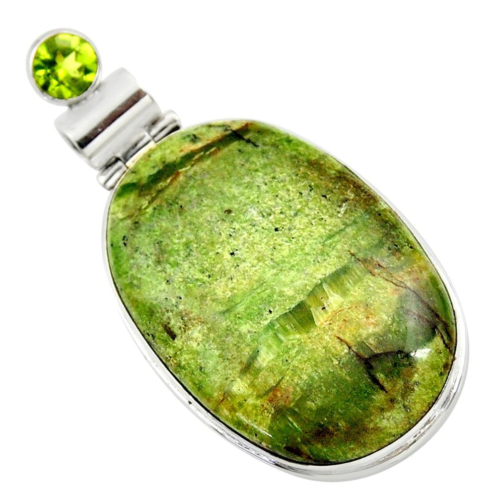 26.65cts natural green swiss imperial opal peridot 925 silver pendant r32179