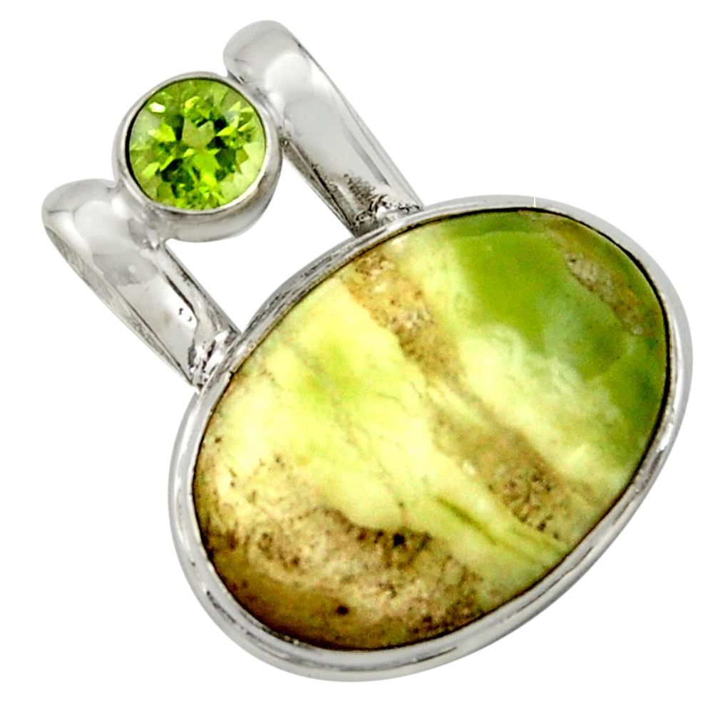 17.95cts natural green swiss imperial opal peridot 925 silver pendant r41814