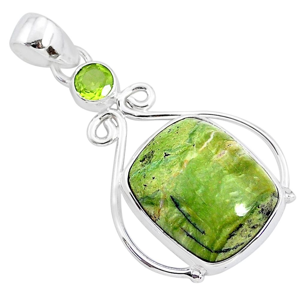 12.58cts natural green swiss imperial opal peridot 925 silver pendant r94549