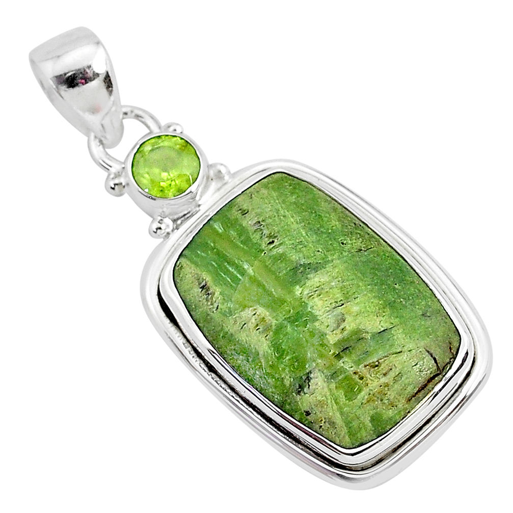 13.67cts natural green swiss imperial opal peridot 925 silver pendant r94554