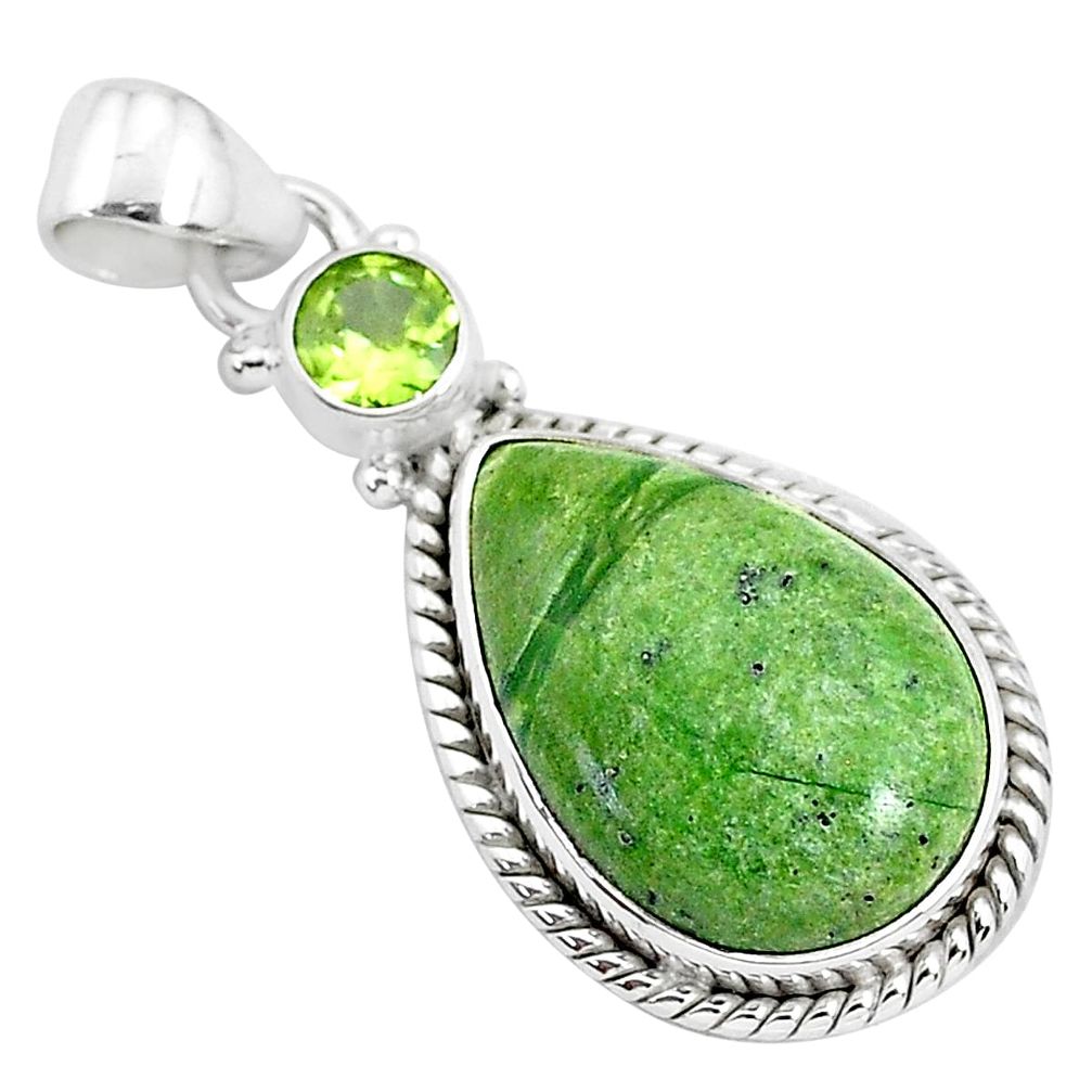 12.22cts natural green swiss imperial opal peridot 925 silver pendant r94555
