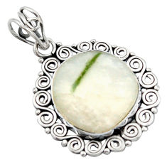 Clearance Sale- 14.47cts natural green tourmaline in quartz 925 sterling silver pendant d46616