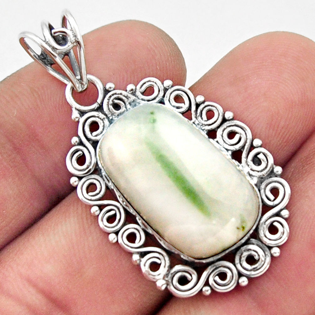 16.17cts natural green tourmaline in quartz 925 sterling silver pendant d46739