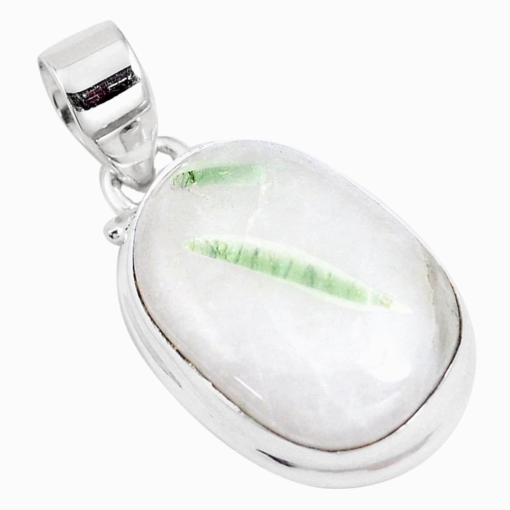 13.63cts natural green tourmaline in quartz 925 sterling silver pendant p14653