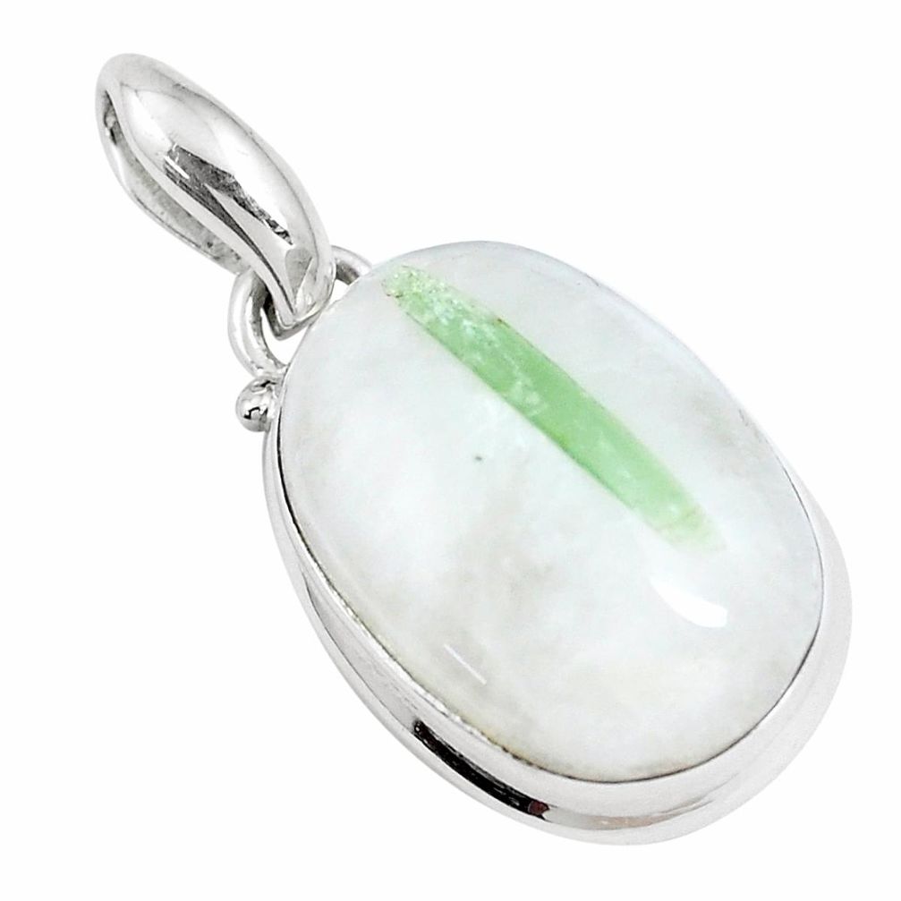 16.54cts natural green tourmaline in quartz 925 sterling silver pendant p14656