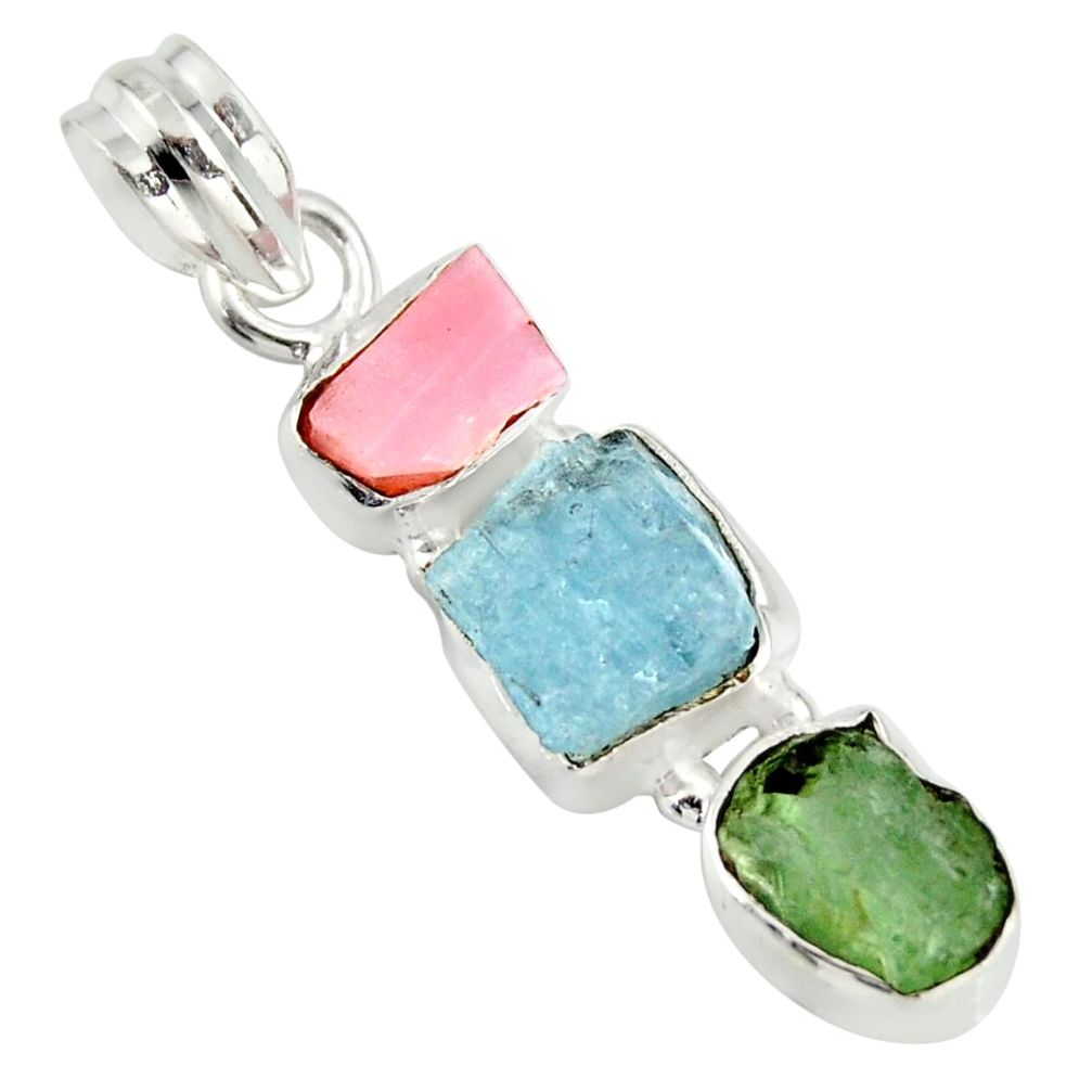 11.26cts natural green tourmaline opal fancy 925 sterling silver pendant r26892