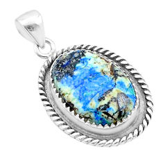 16.65cts natural green turquoise azurite 925 sterling silver pendant u38965