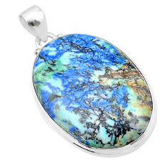 31.08cts natural green turquoise azurite 925 sterling silver pendant u39109