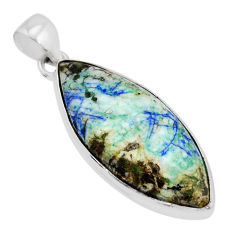 23.84cts natural green turquoise azurite 925 sterling silver pendant y71454