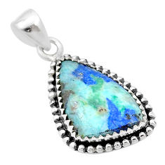 12.76cts natural green turquoise azurite fancy sterling silver pendant u38994