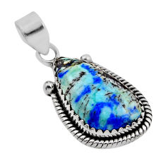 10.68cts natural green turquoise azurite fancy sterling silver pendant y92342