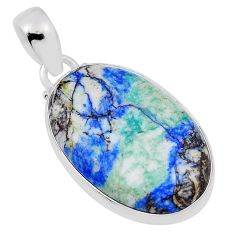 20.71cts natural green turquoise azurite oval 925 sterling silver pendant n31165