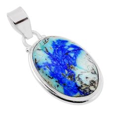 17.38cts natural green turquoise azurite oval 925 sterling silver pendant n31178