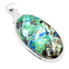 20.18cts natural green turquoise azurite oval 925 sterling silver pendant u39151