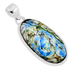 16.39cts natural green turquoise azurite oval 925 sterling silver pendant y71453