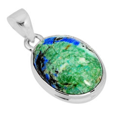13.77cts natural green turquoise azurite oval 925 sterling silver pendant y75026