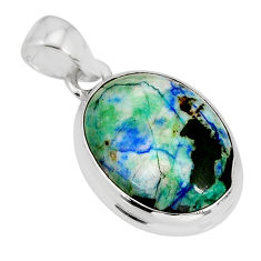 14.65cts natural green turquoise azurite oval 925 sterling silver pendant y75029