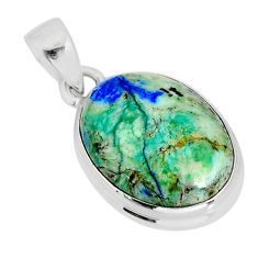 14.26cts natural green turquoise azurite oval 925 sterling silver pendant y75030