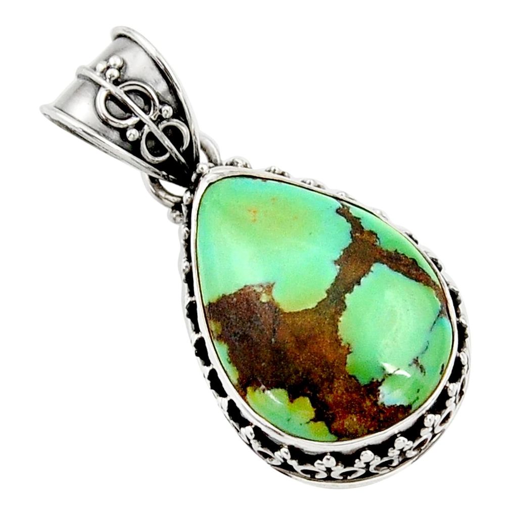  green turquoise tibetan 925 sterling silver pendant d45367