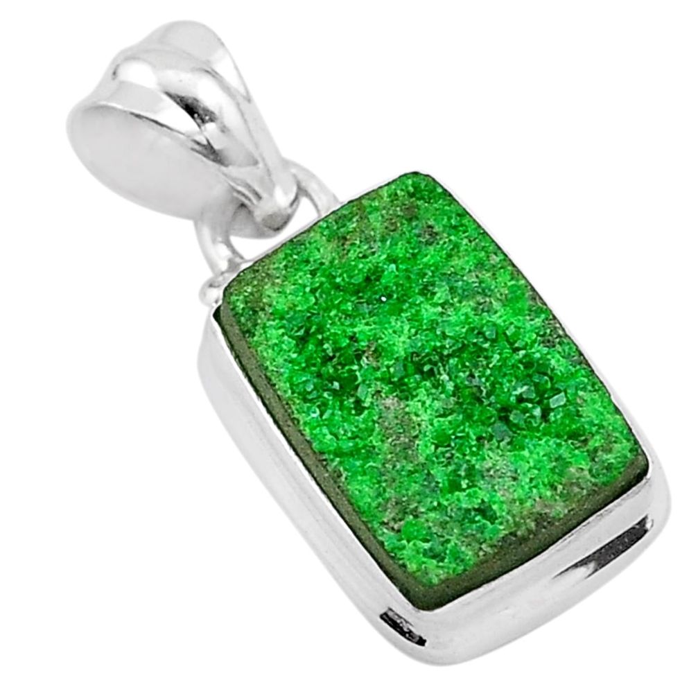 7.44cts natural green uvarovite garnet 925 silver handmade pendant t1947