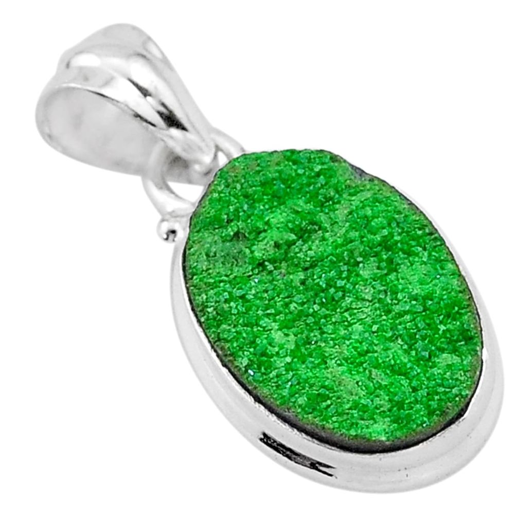 9.83cts natural green uvarovite garnet 925 silver handmade pendant t1958