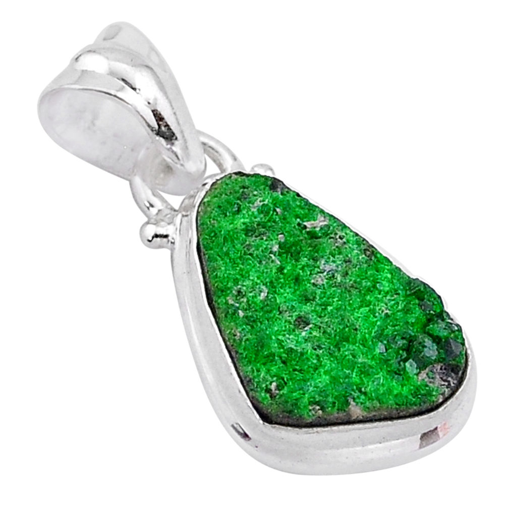 6.15cts natural green uvarovite garnet 925 silver handmade pendant t1978