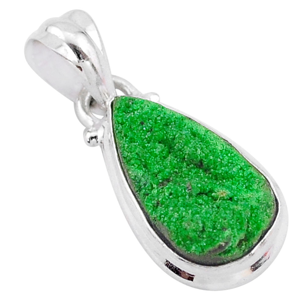 6.82cts natural green uvarovite garnet 925 silver handmade pendant t1993