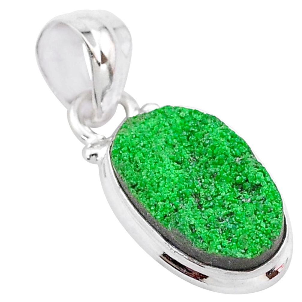 6.57cts natural green uvarovite garnet 925 silver handmade pendant t2045