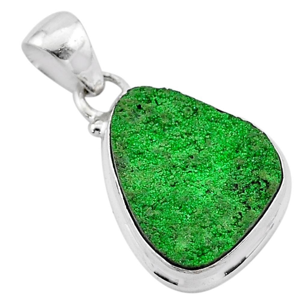 11.20cts natural green uvarovite garnet 925 sterling silver pendant t1925