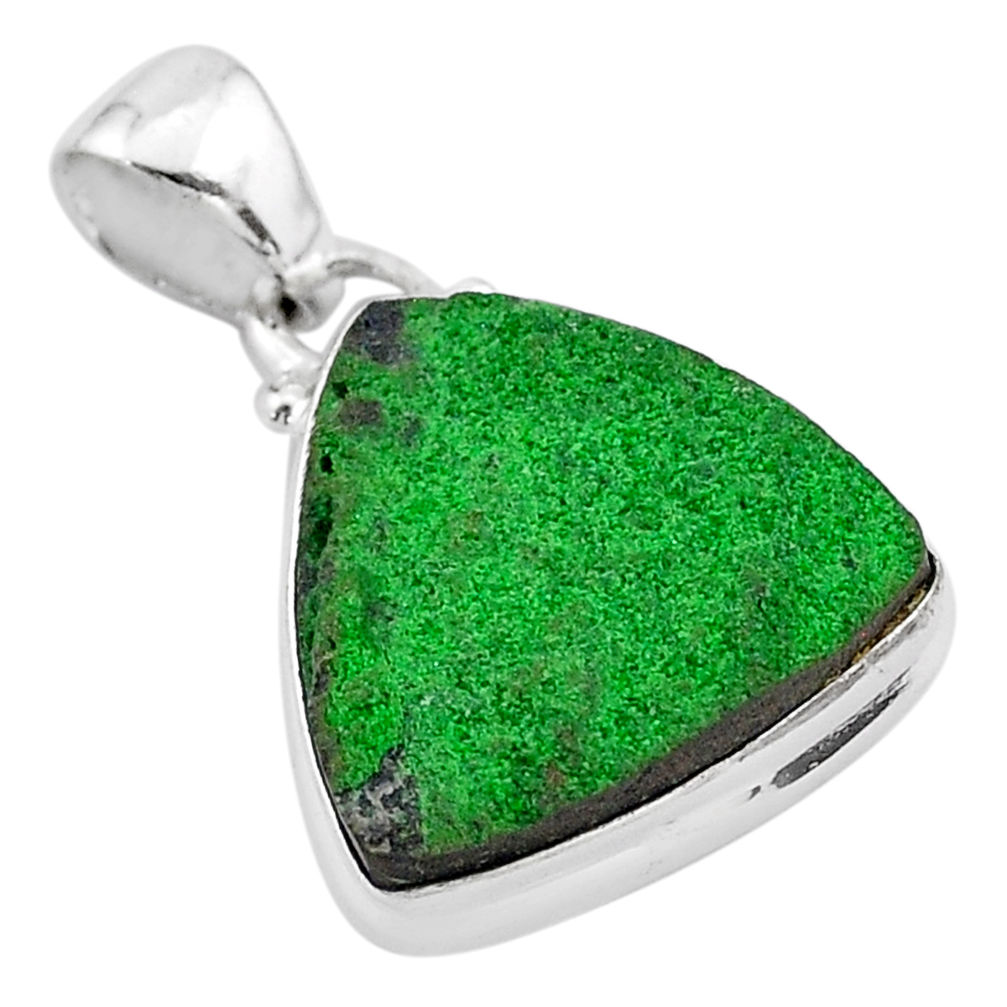 11.66cts natural green uvarovite garnet 925 sterling silver pendant t1931